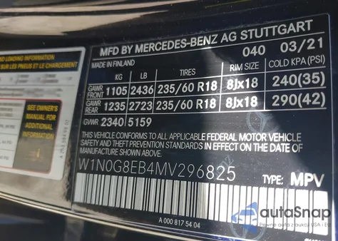 2021 Mercedes-Benz Glc 300 4Matic Suv from USA, damaged, VIN W1N0G8EB4MV296825